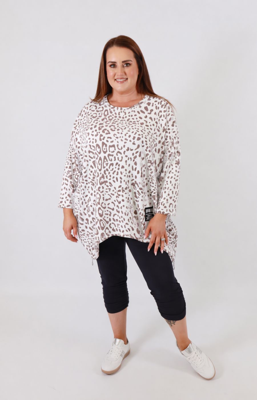 Zara Leopard Print Sweater in White 