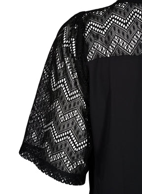 Zizzi Seli Shirt Blouse in Black Lace