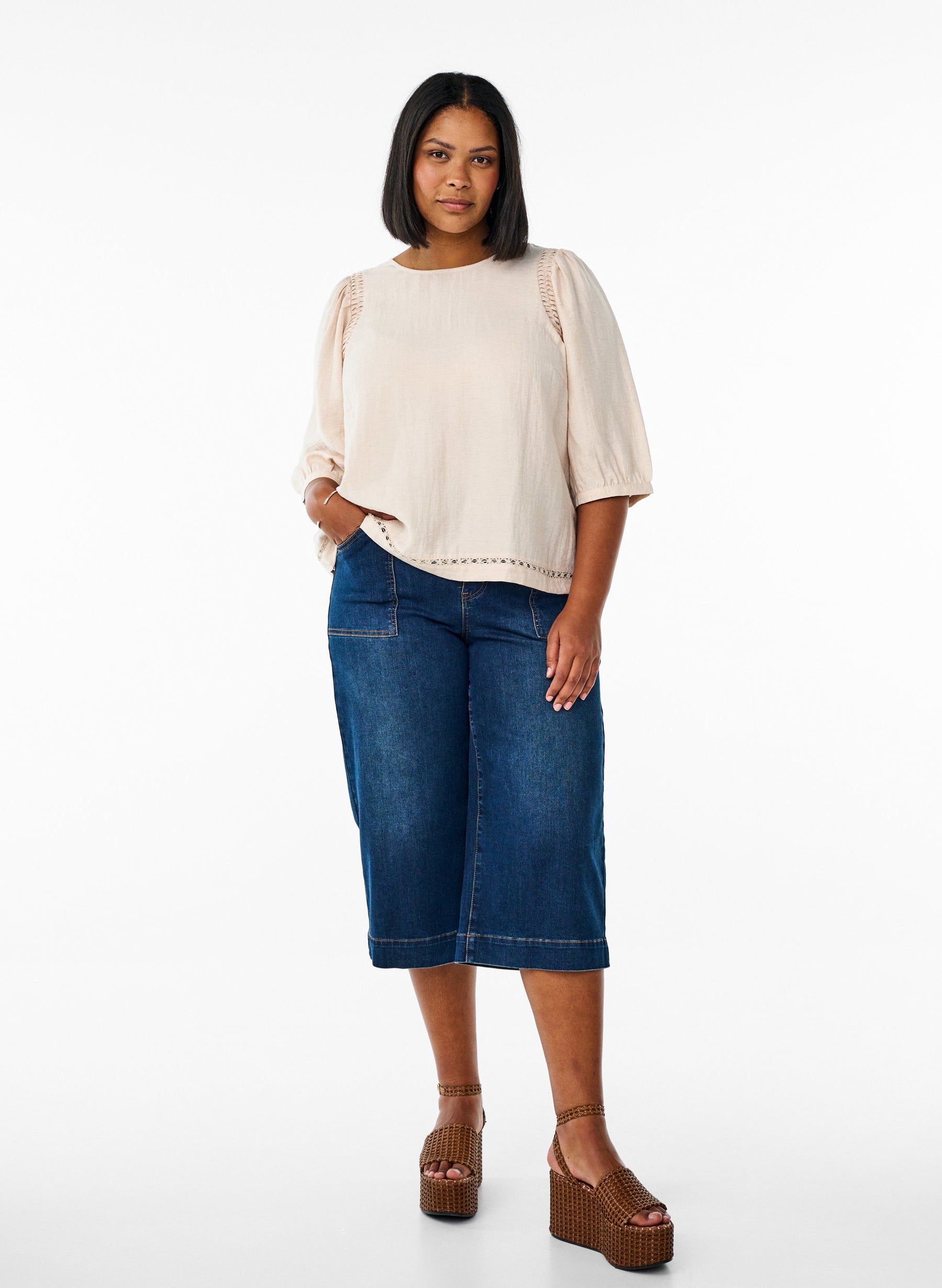 Zizzi Oline Blouse in Beige