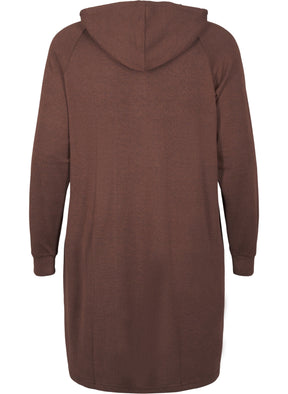 Zizzi Lucca Hooded Dress in Brown