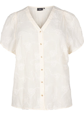 Zizzi Talia Shirt in Cream