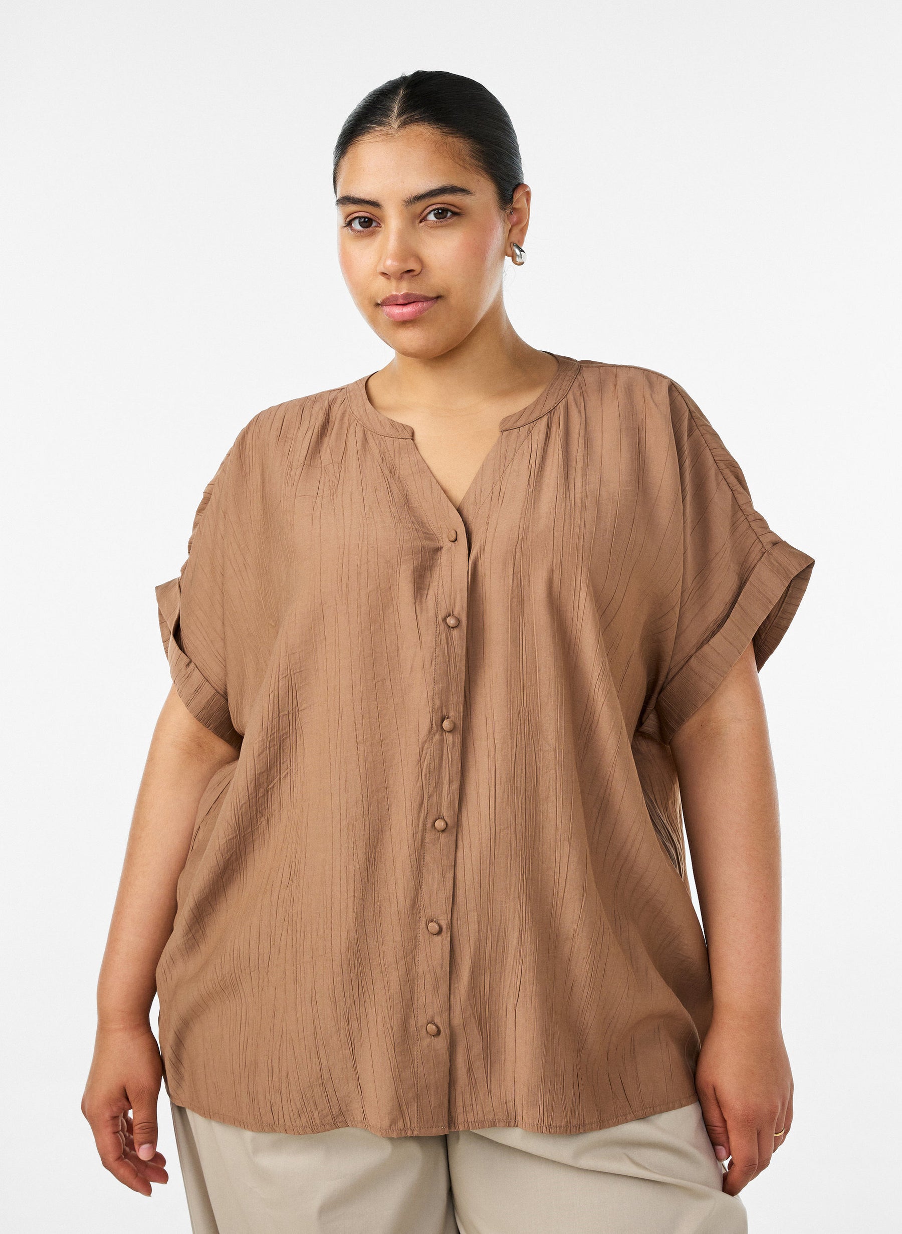 Zizzi Gippi Top in Coco Mocha