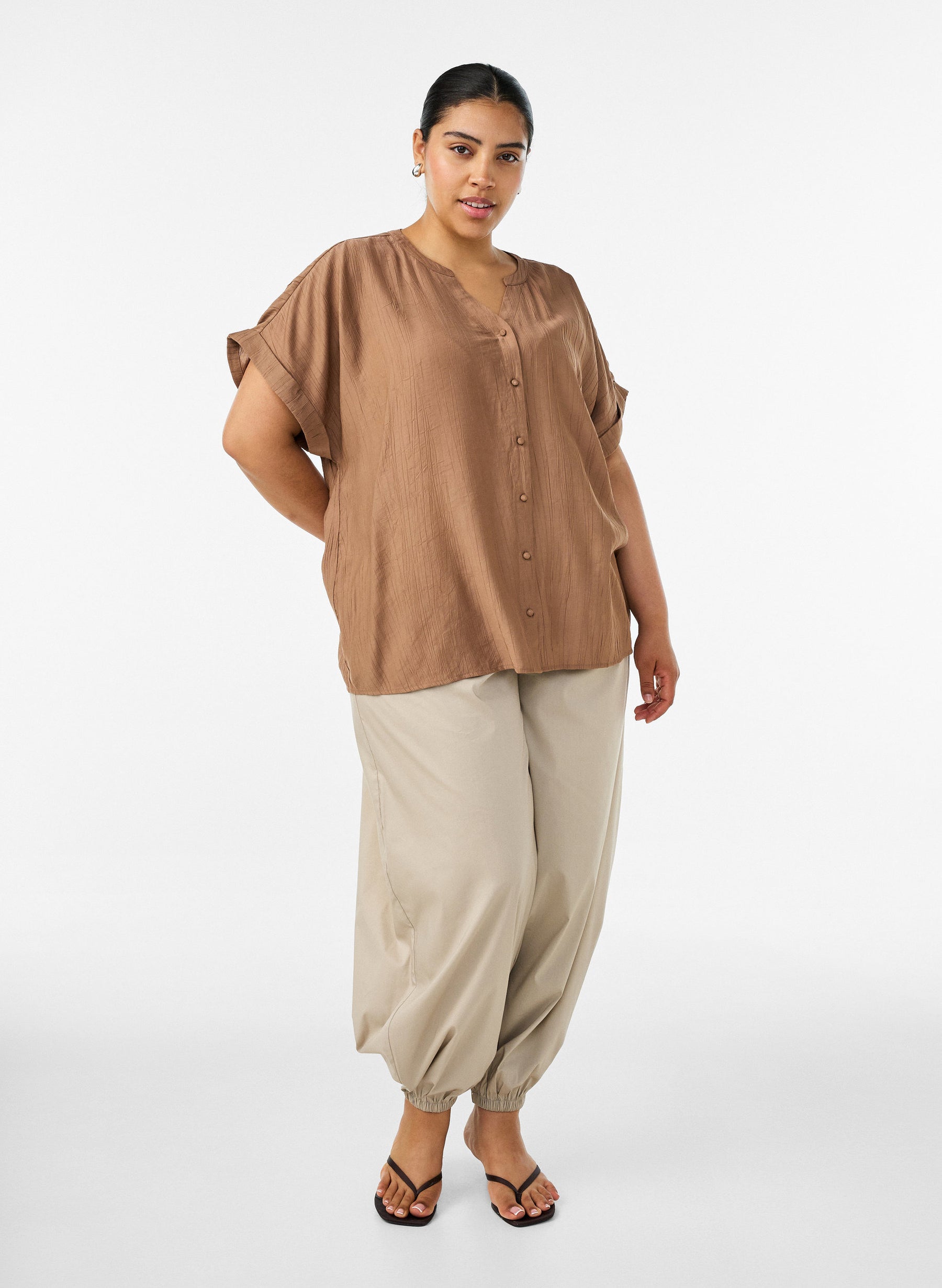 Zizzi Gippi Top in Coco Mocha
