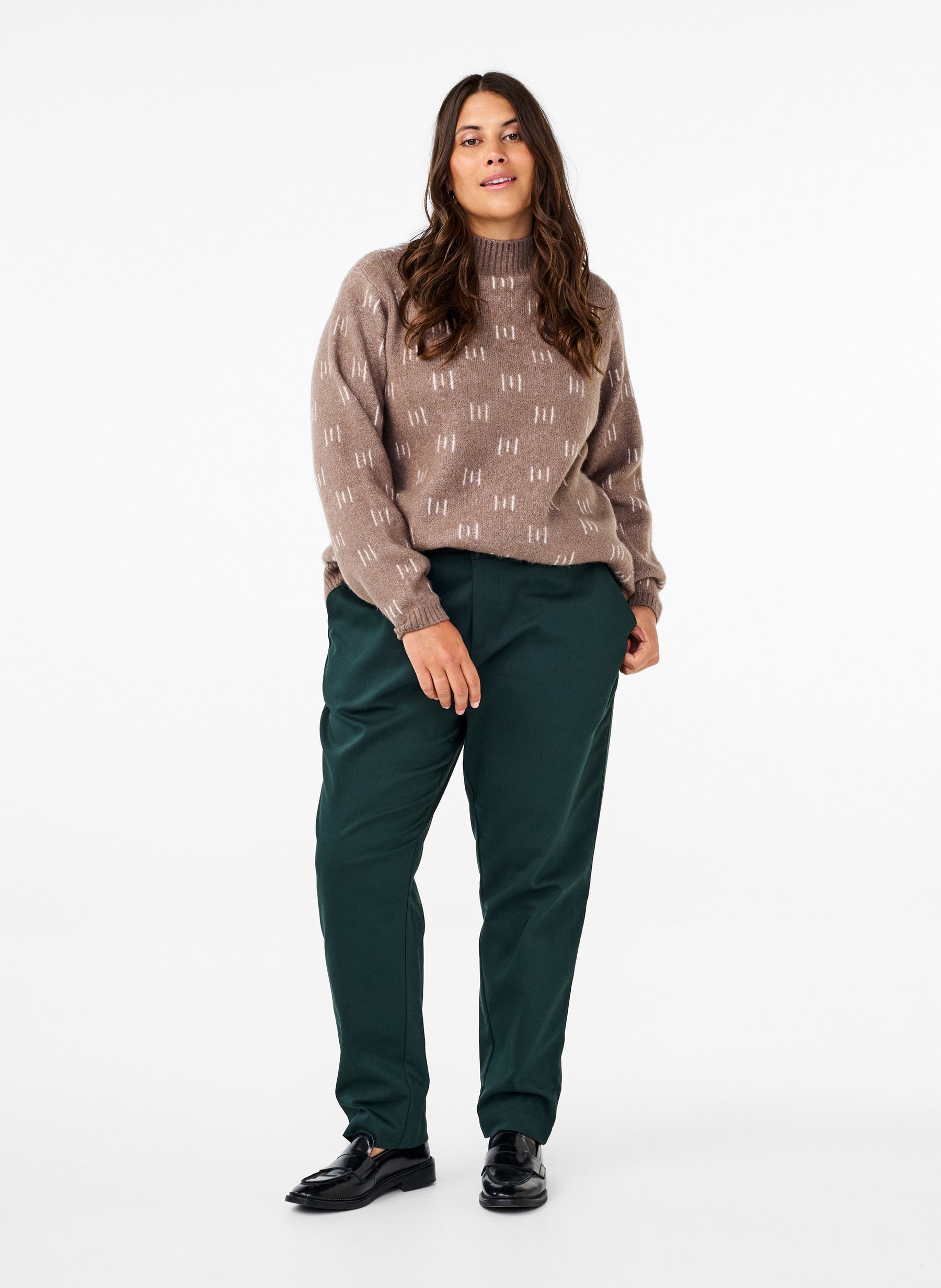 Zizzi Edith Trousers in Green