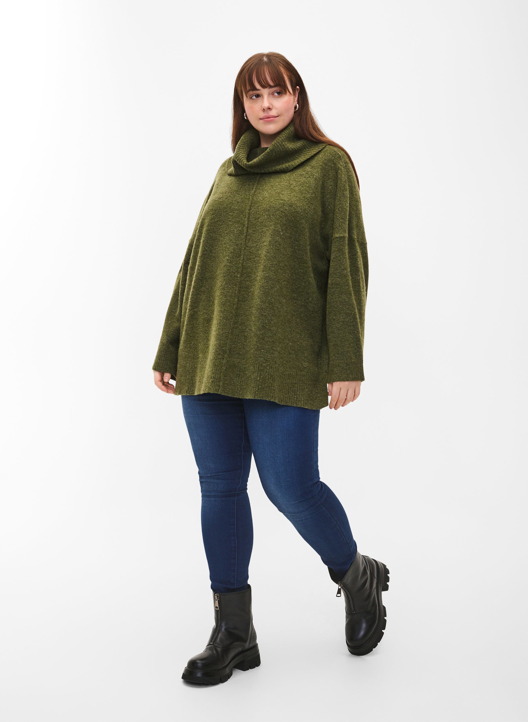 Zizzi Camilla khaki Jumper | Plus Size Clothing | Wardrobeplus.ie