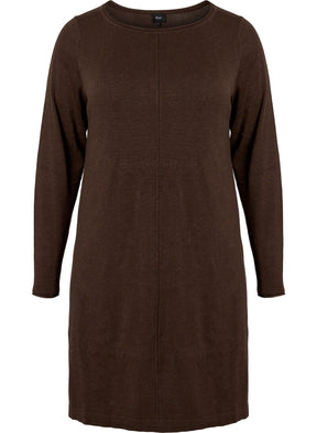 Zizzi Demi Knitted Dress in Brown