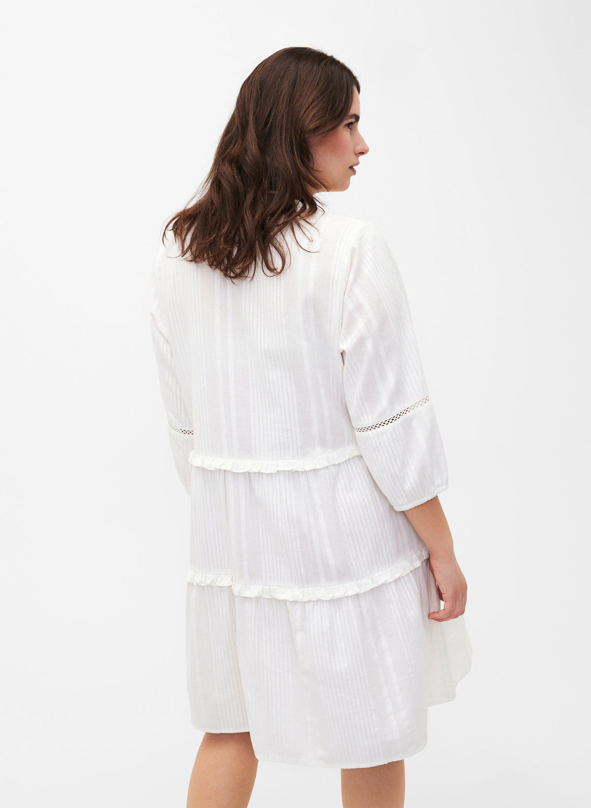 Zizzi Lise Cotton Dress in White