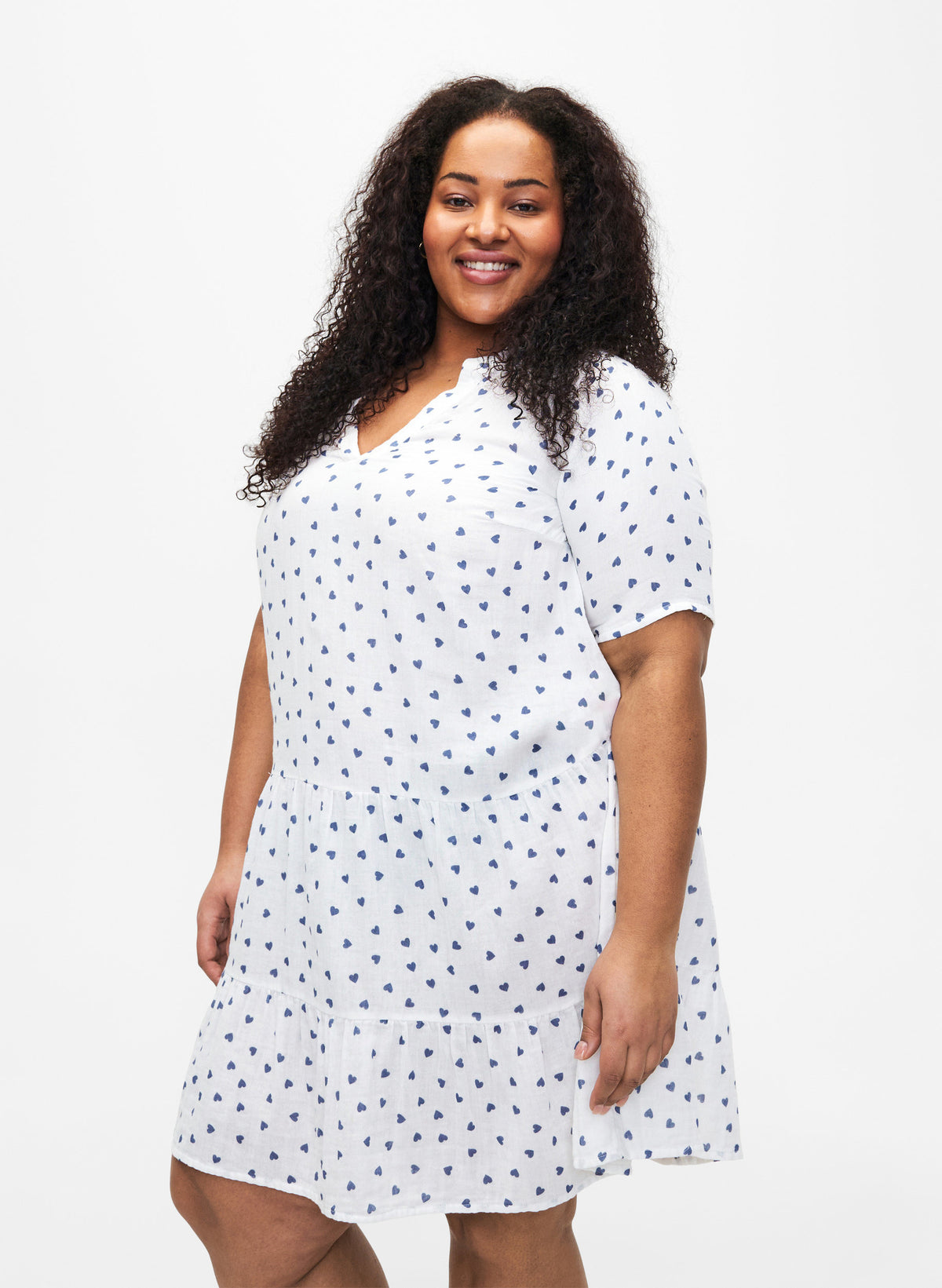 Zizzi Viva Heart Dress in White