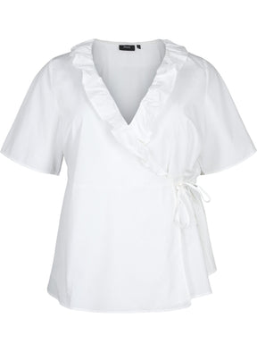 Zizzi Lola Wrap Blouse in White