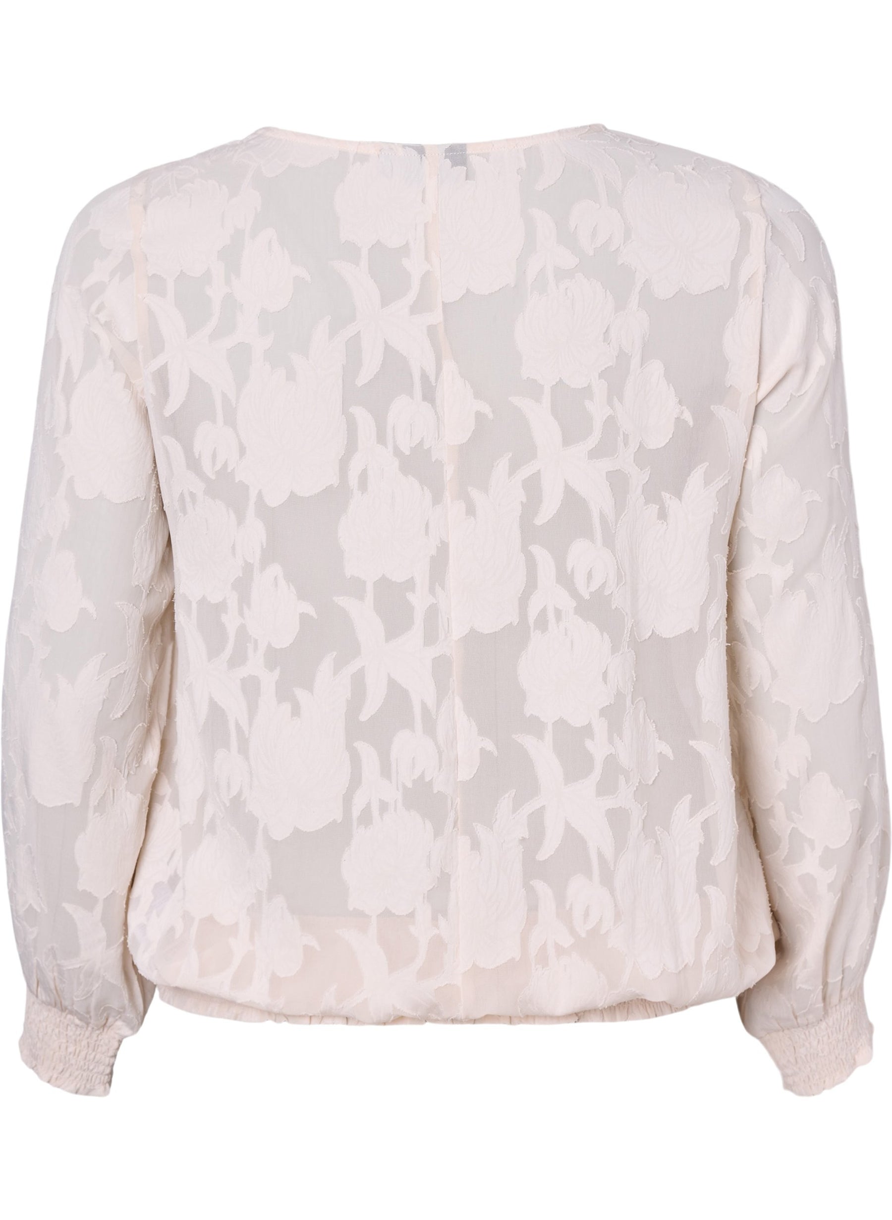 Zizzi Floral Smocked Blouse in Off White