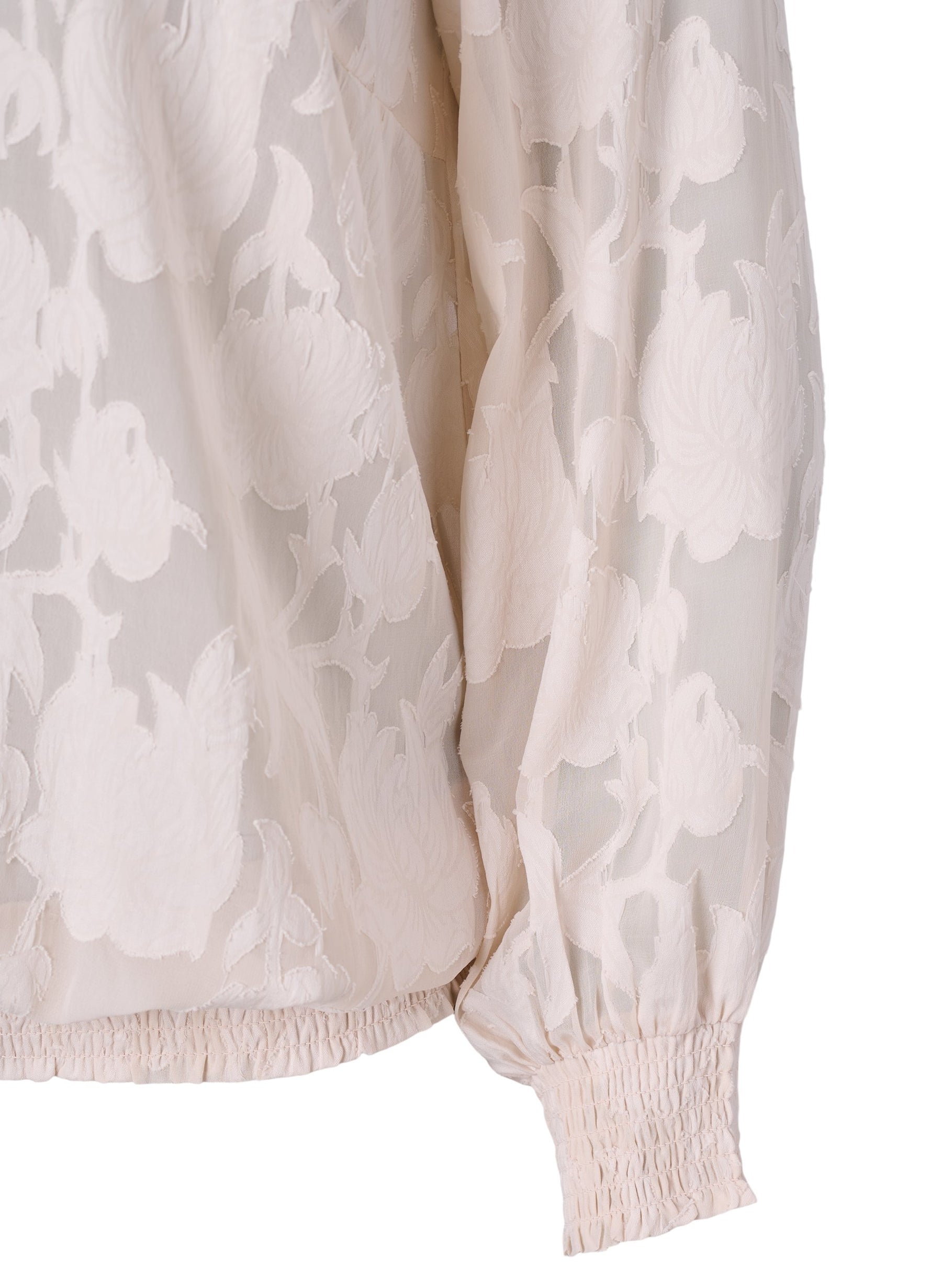 Zizzi Floral Smocked Blouse in Off White