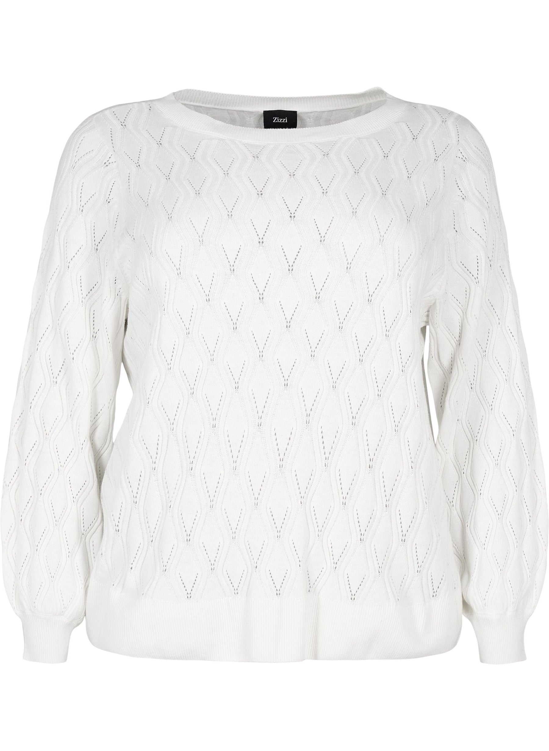 Zizzi Knitted Pullover in White | Plus Size Clothing