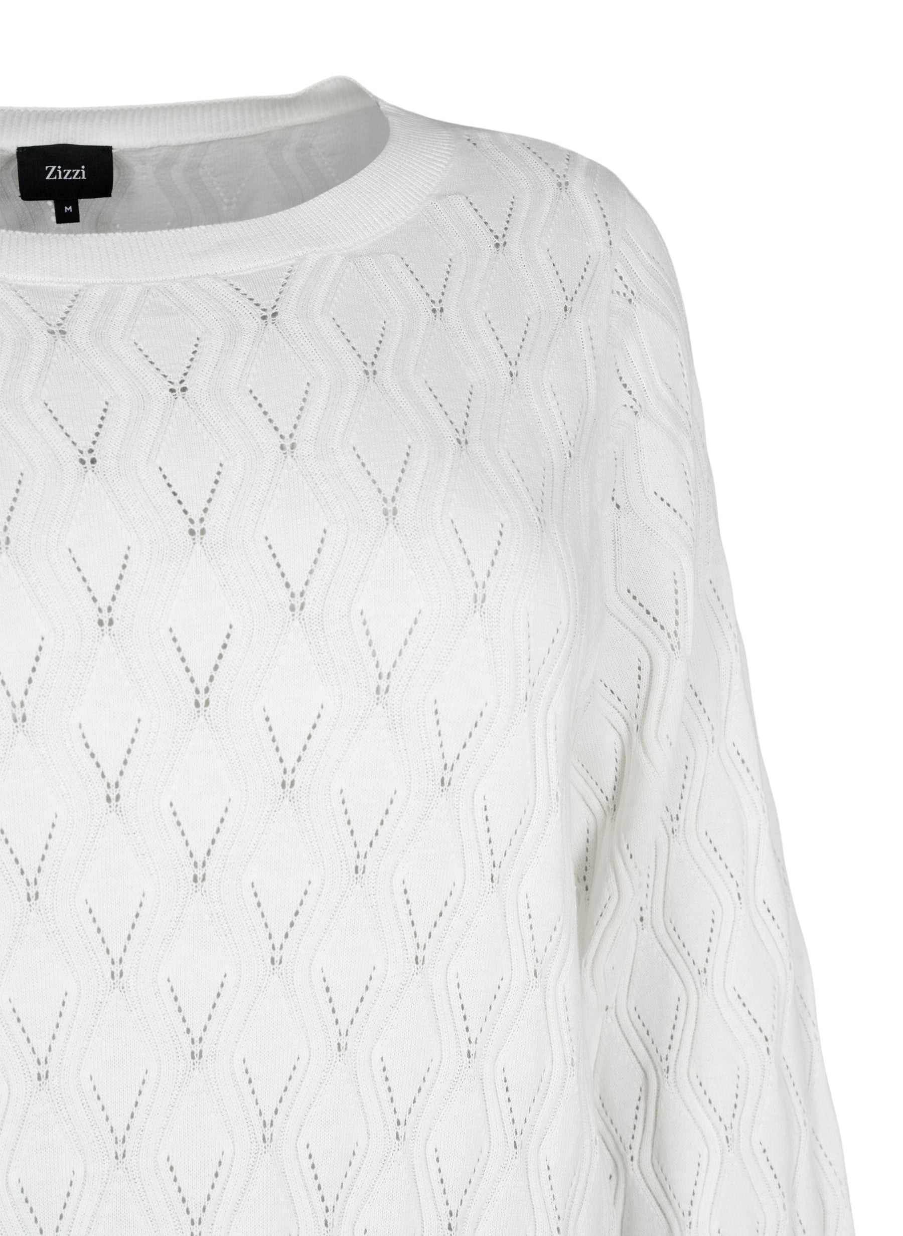 Pullover Plus | Size White in Knitted Zizzi Clothing