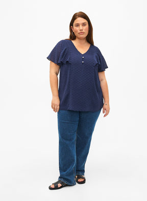 Zizzi Mhajar Blouse in Navy