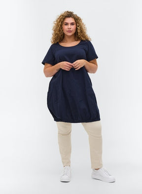 Zizzi Cotton Bubble Dress in Navy
