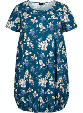 Zizzi Cotton Bubble Dress in Floral Print