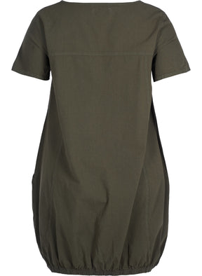 Zizzi Cotton Bubble Dress in Ivy Green