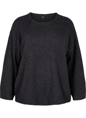 Zizzi Vista Knit Jumper in Dark Grey