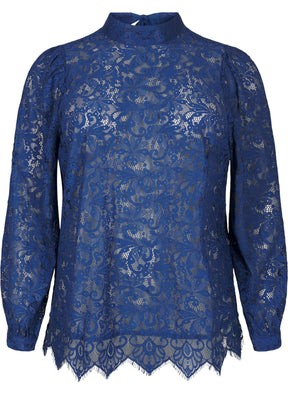 Zizzi Ginsita Lace Blouse in Blue
