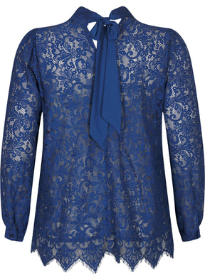 Zizzi Ginsita Lace Blouse in Blue
