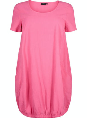 Zizzi Cotton Bubble Dress in Pink