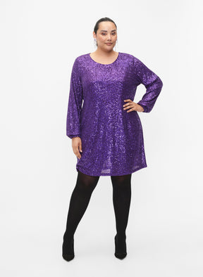 Zizzi Sequin Dress in Purple