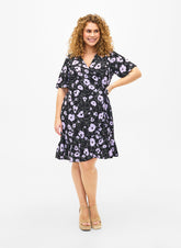 Zizzi Anni Black Floral Wrap Dress