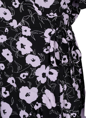 Zizzi Anni Black Floral Wrap Dress