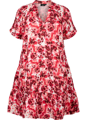 Zizzi Viva Floral Dress in Pink