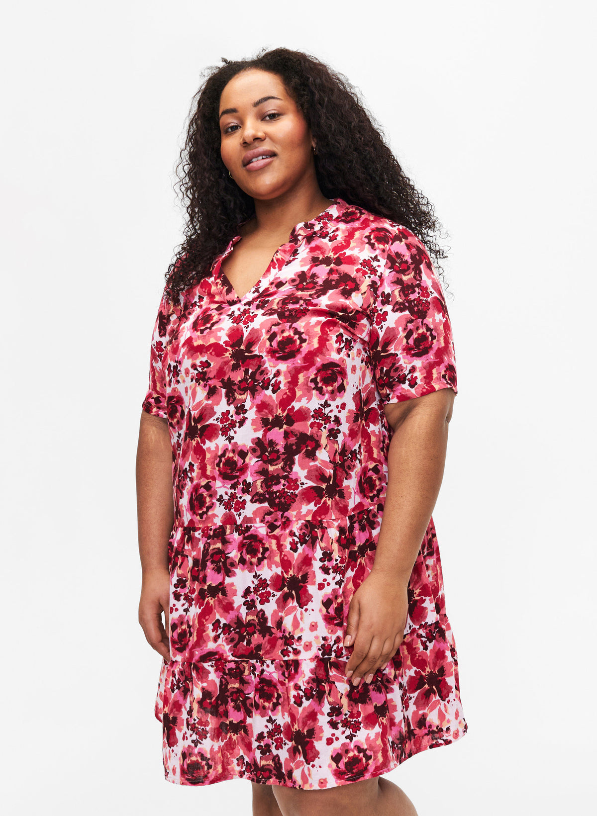 Zizzi Viva Floral Dress in Pink