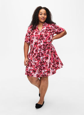 Zizzi Viva Floral Dress in Pink