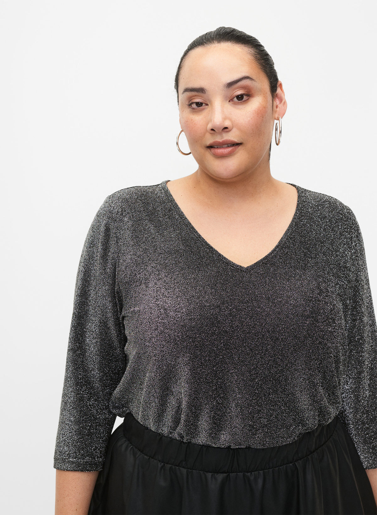 Zizzi Dania Sparkle Top in Silver