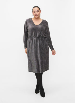 Zizzi Dania Sparkle Dress in Silver