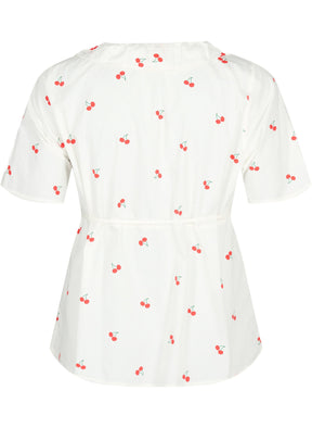 Zizzi Cherry Peplum Top in White