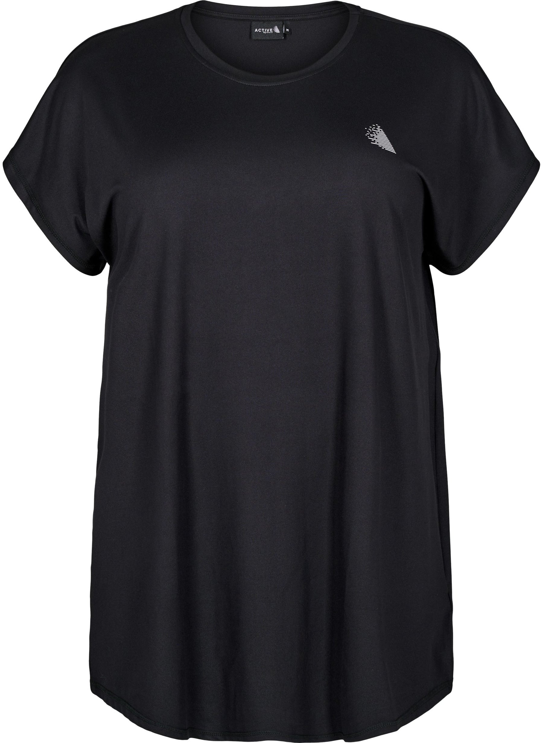 Zizzi Active Long T-Shirt in Black