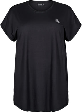Zizzi Active Long T-Shirt in Black