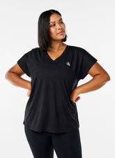 Zizzi Active V Neck T-Shirt in Black 