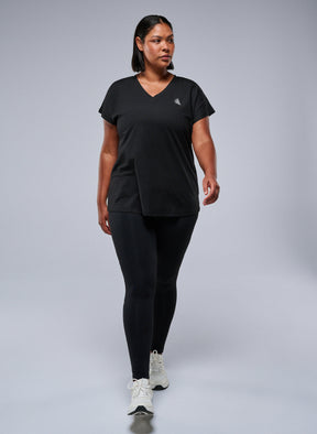 Zizzi Active V Neck T-Shirt in Black