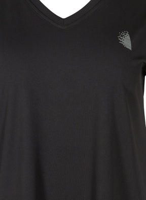 Zizzi Active V Neck T-Shirt in Black 