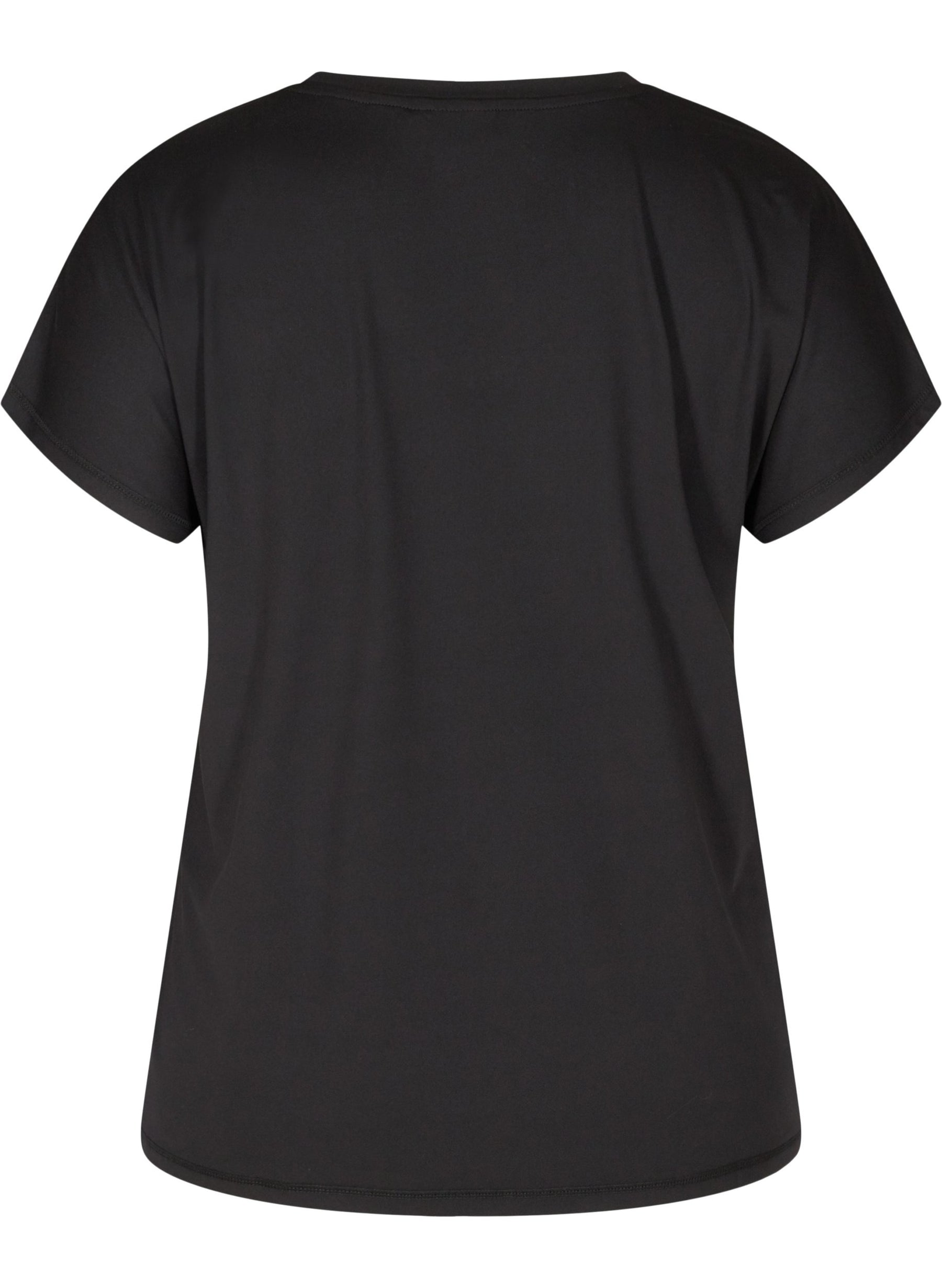 Zizzi Active V Neck T-Shirt in Black 