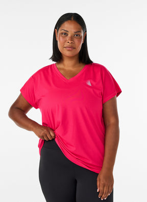 Zizzi Active V Neck T-Shirt in Bright Rose 