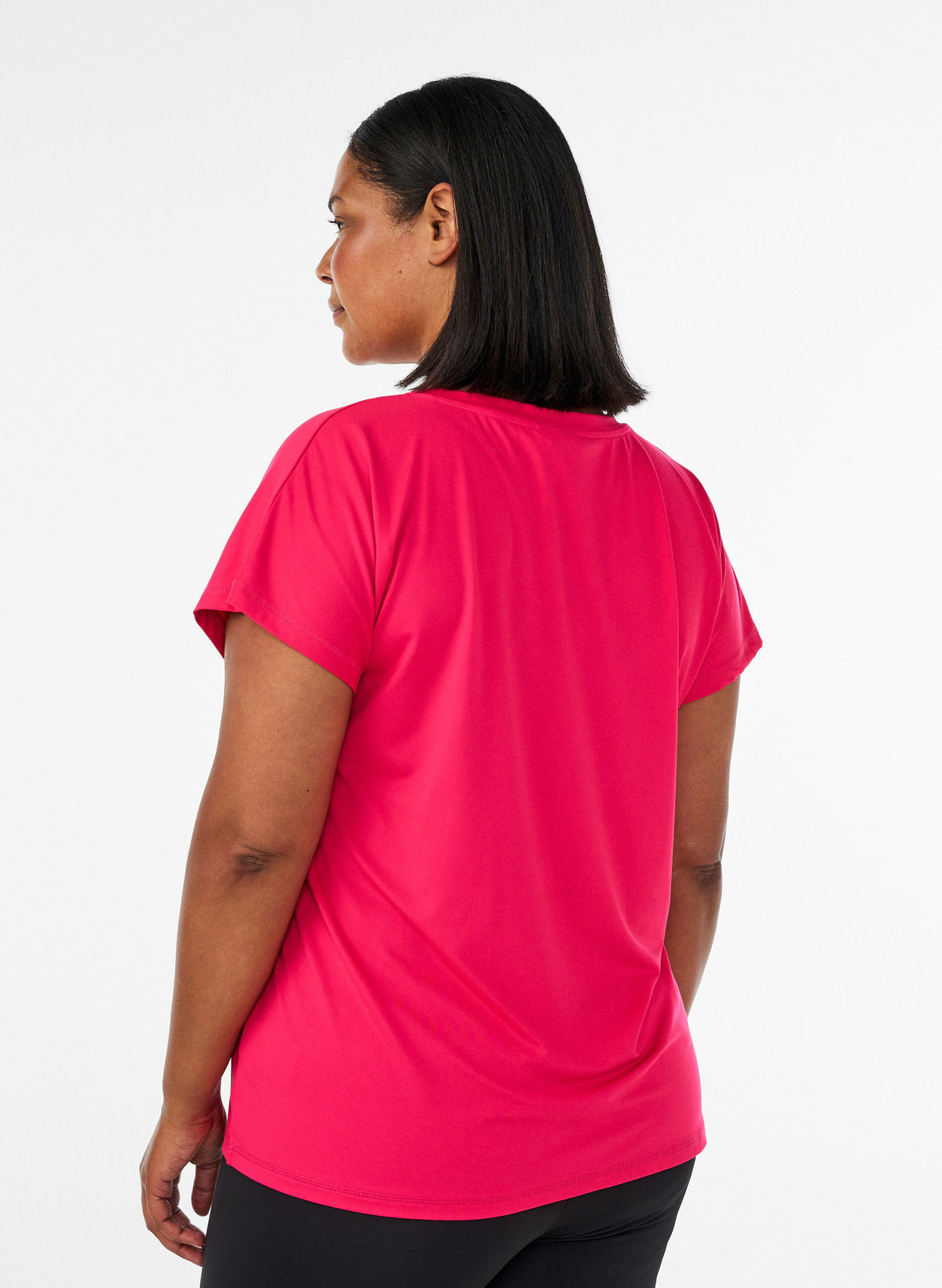 Zizzi Active V Neck T-Shirt in Bright Rose 