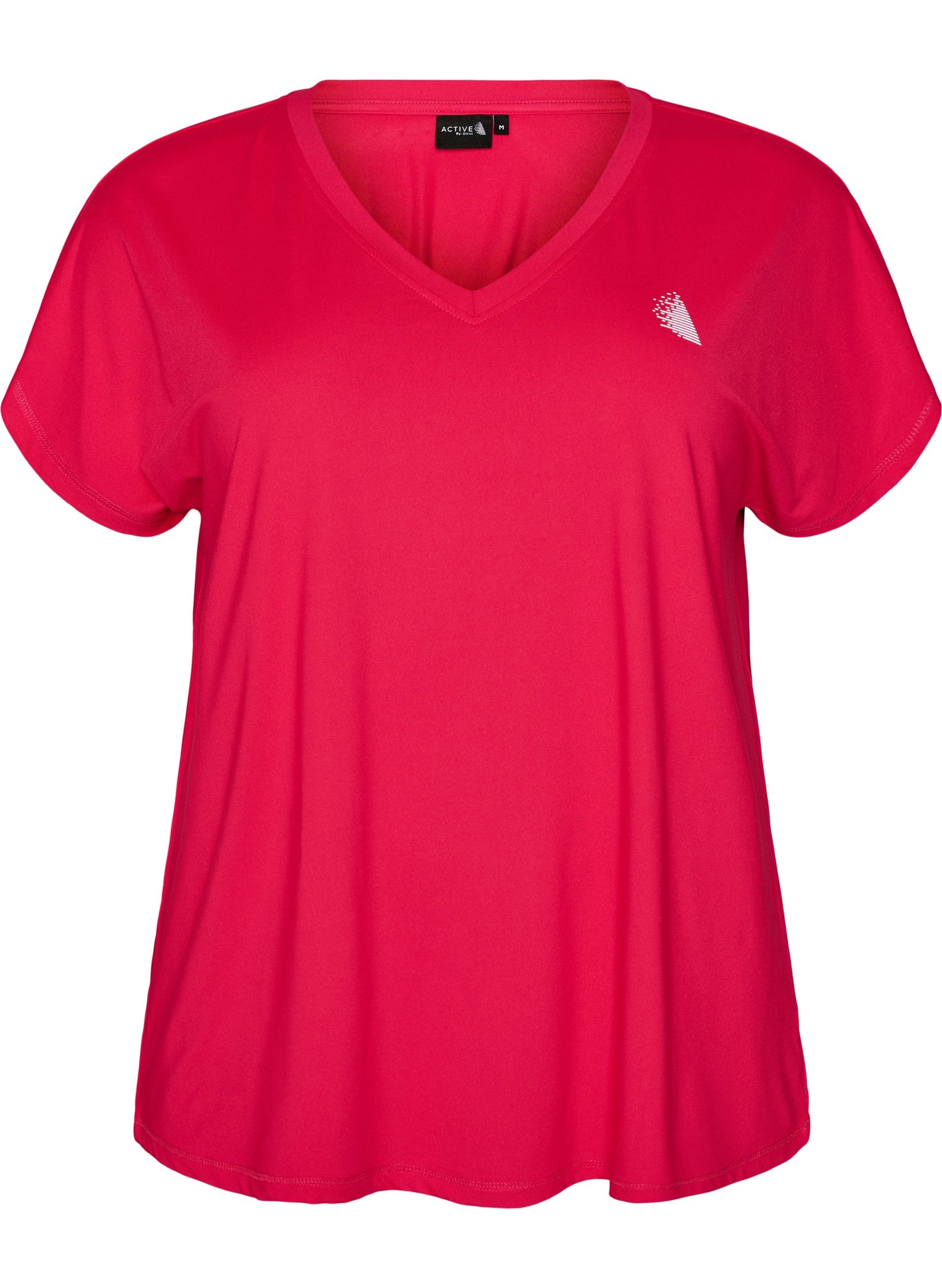 Zizzi Active V Neck T-Shirt in Bright Rose 