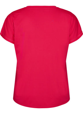 Zizzi Active V Neck T-Shirt in Bright Rose 