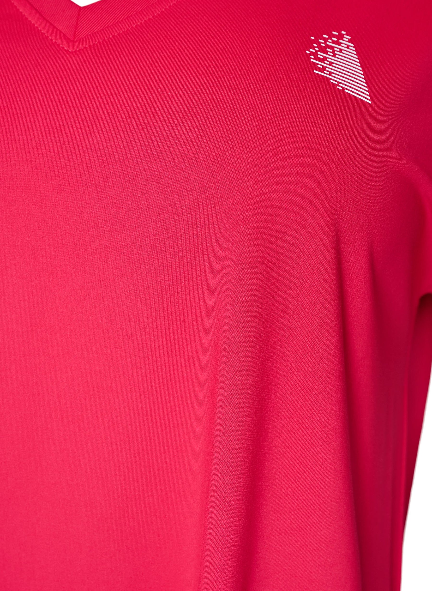 Zizzi Active V Neck T-Shirt in Bright Rose