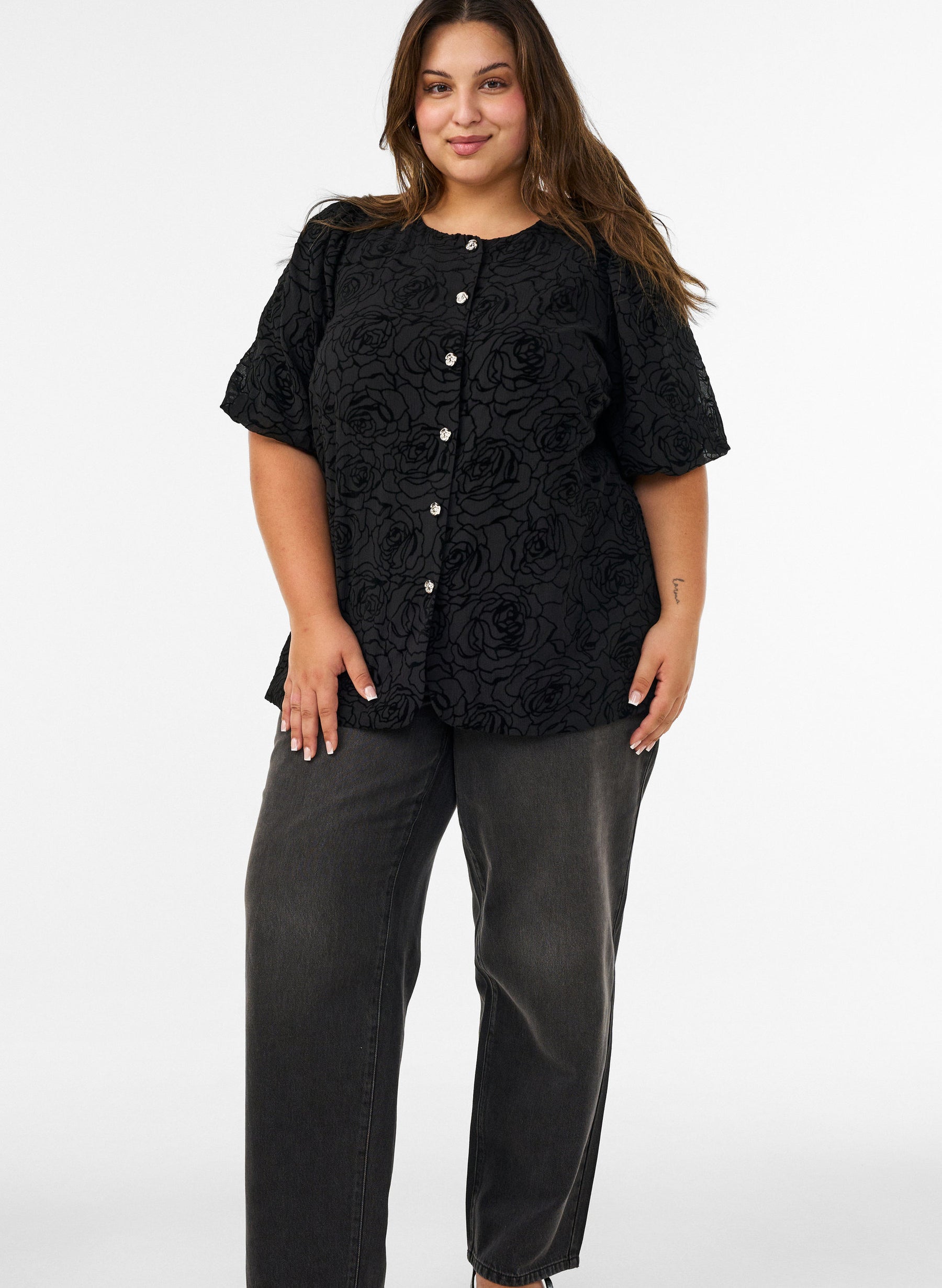 Zizzi Ana Blouse in Black 