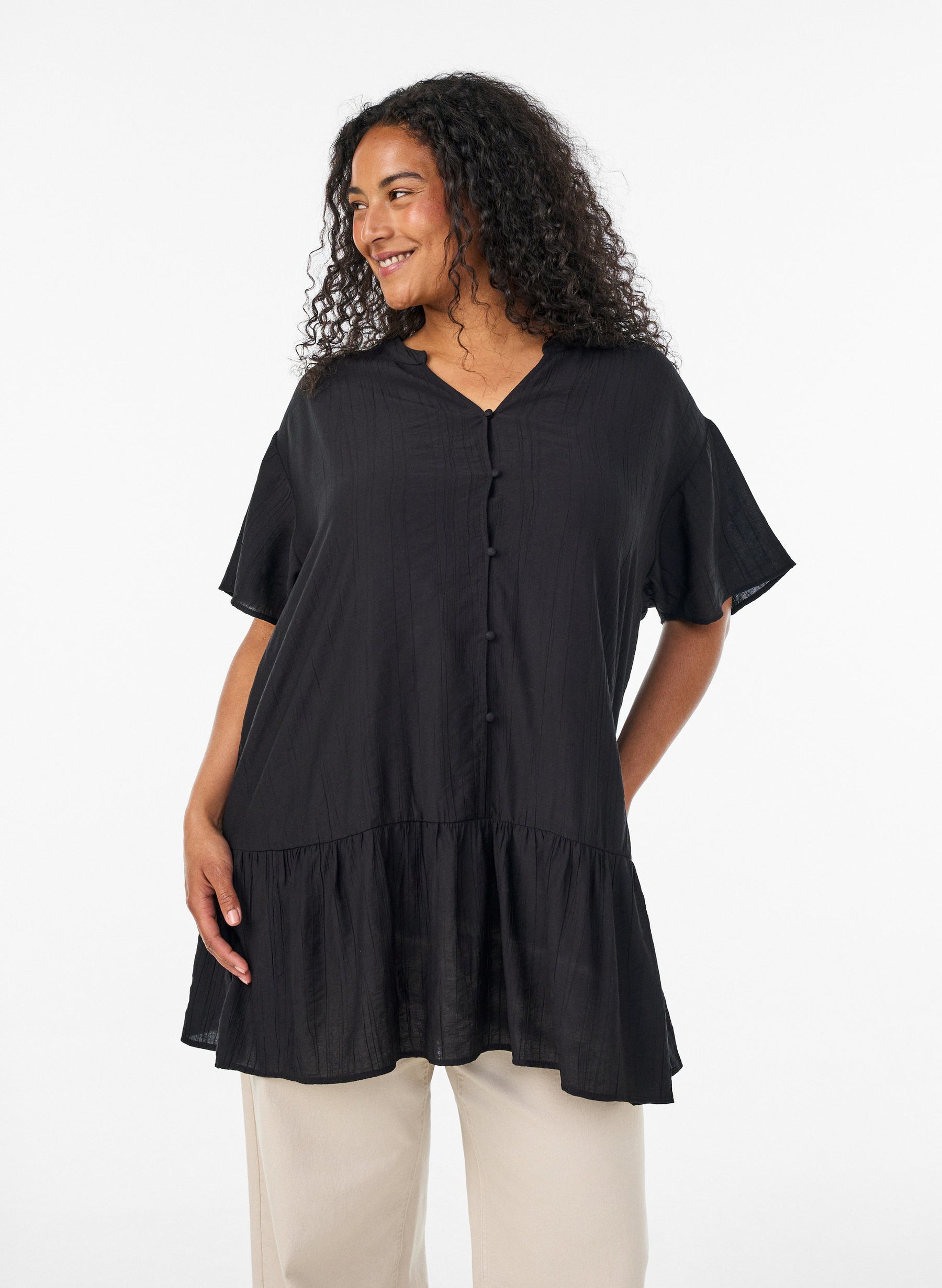 Zizzi Anna Gippi Tunic in Black