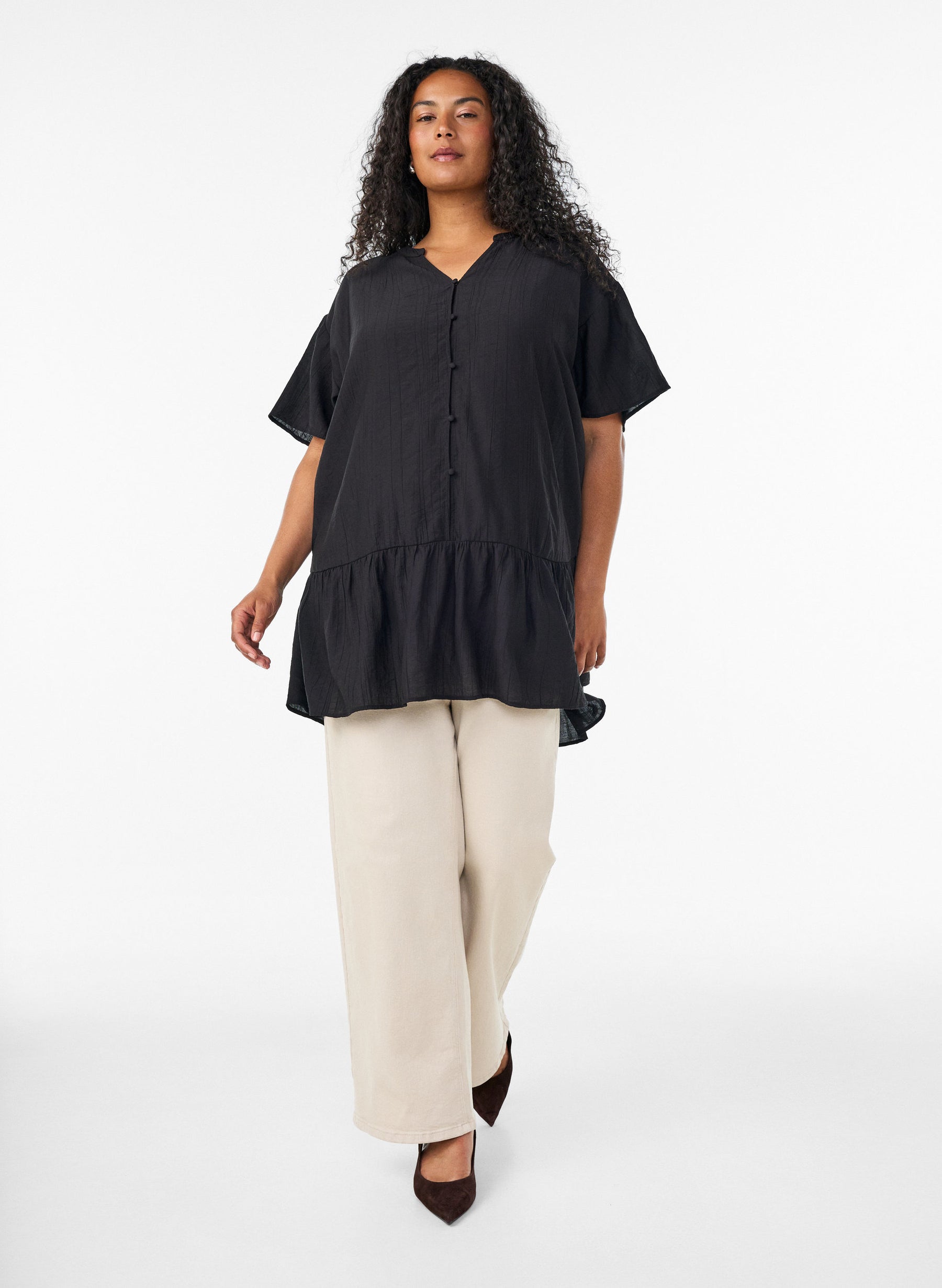 Zizzi Anna Gippi Tunic in Black 