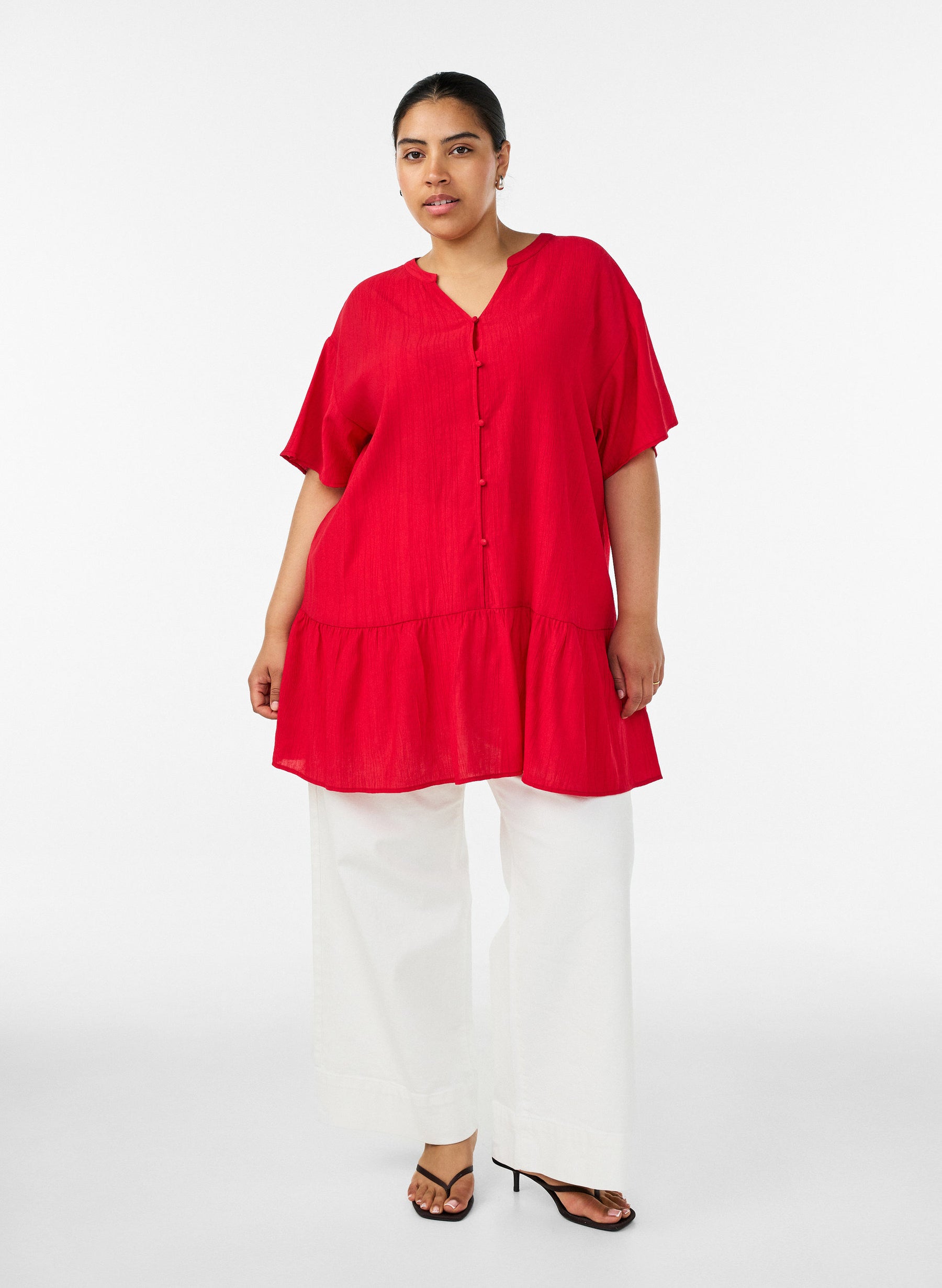 Zizzi Anna Gippi Tunic in Lipstick Red 