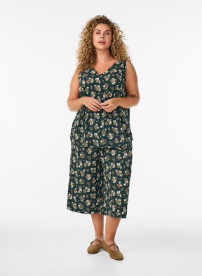 Zizzi Anni Culottes in Green Flower 